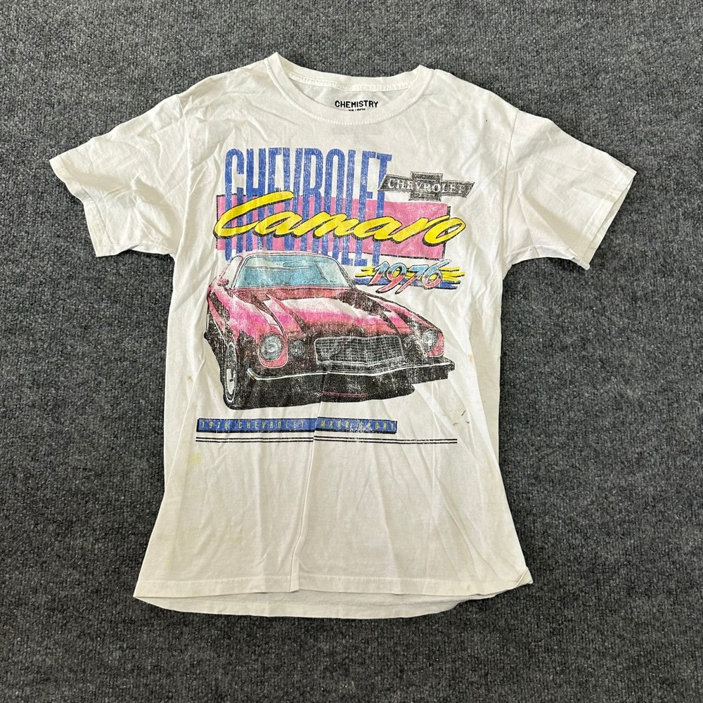 Chemistry T-Shirt Mens Size XS White Cotton 1976 Chevrolet Camaro Graphic Tee